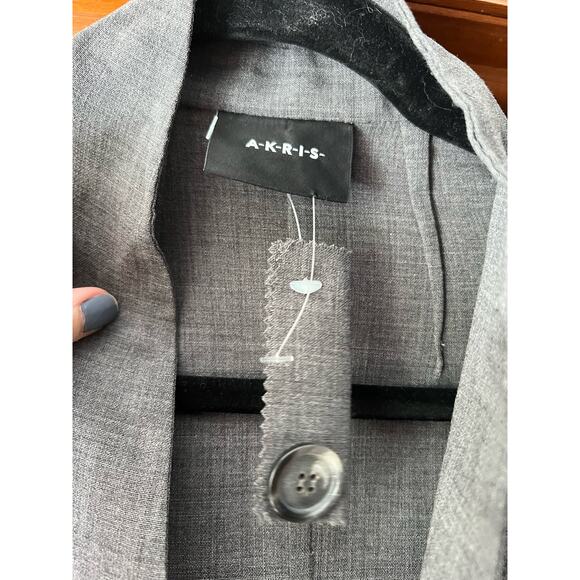 Akris Women's One Button Slim Fit Linen Wool Blend Blazer Long Sleeve Gray SZ 6 - Picture 5 of 10